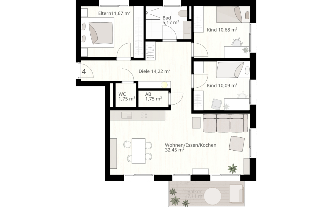 4 Zimmer Wohnung Nr.4 | 89233 Neu-Ulm