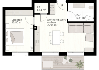 2 Zimmer Wohnung Nr.5 | 89233 Neu-Ulm