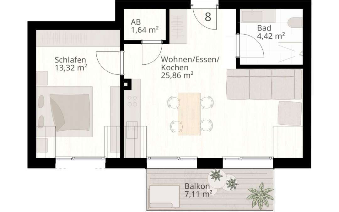 2 Zimmer Wohnung Nr.8 | 89233 Neu-Ulm