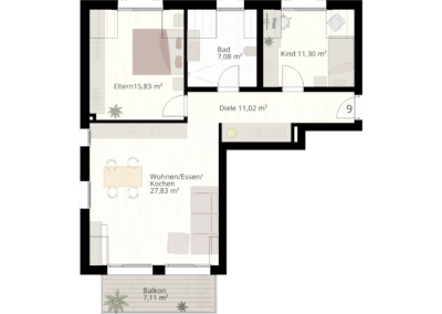 3 Zimmer Wohnung Nr.9 | 89233 Neu-Ulm