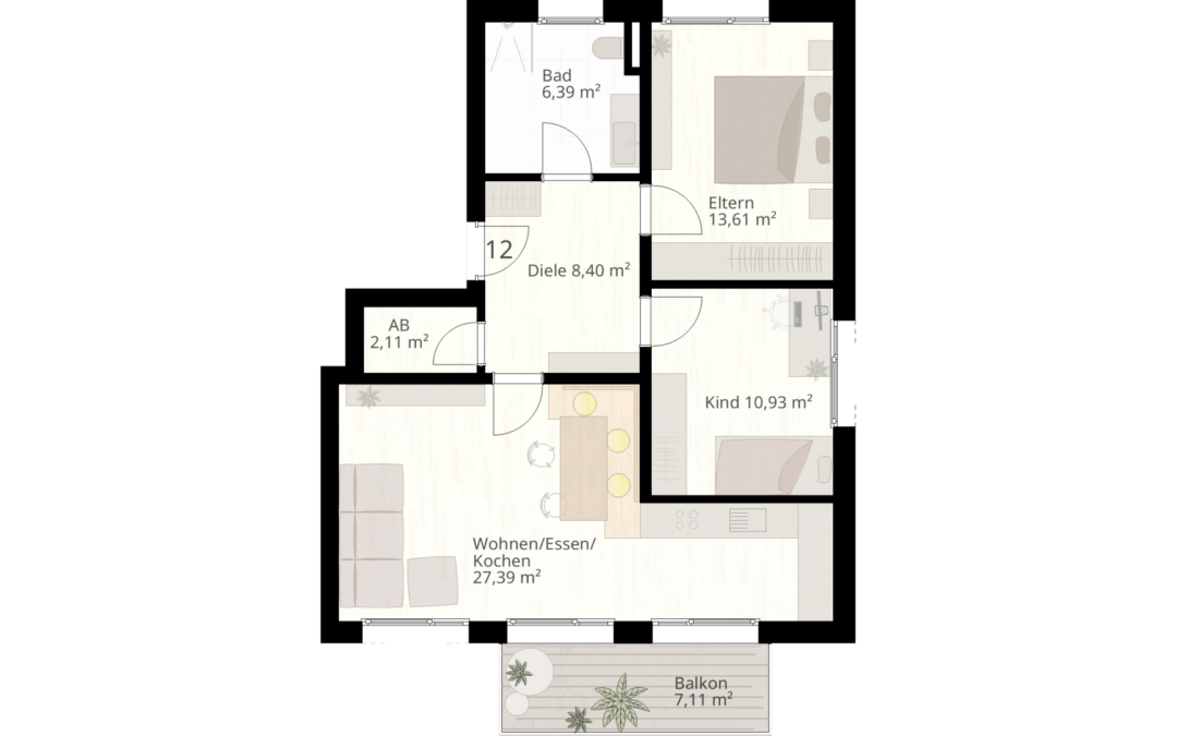 3 Zimmer Wohnung Nr.12 | 89233 Neu-Ulm