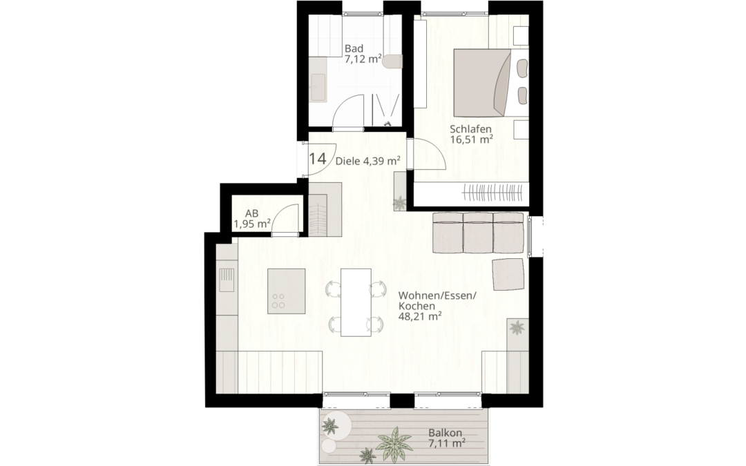 2 Zimmer Wohnung Nr.14 | 89233 Neu-Ulm