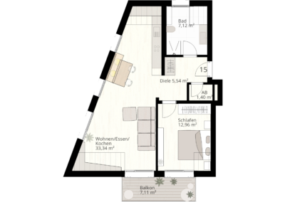 2 Zimmer Wohnung Nr.15 | 89233 Neu-Ulm